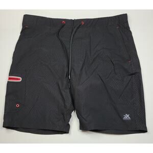 ZeroXposur Men's Tsunami Swim Trunks Shorts Black Red 9" Inseam Y88231 Large